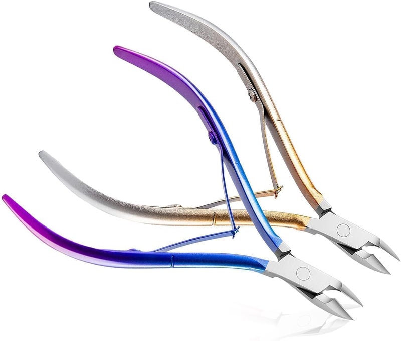 cmetta Cuticle Nipper, Polished Coated Durable Trimmer, Nail Clipper with Fine Edge, Comfort Grip Cuticle Cutter and Remover Tool Kit for Nail Care (Yellow+Blue 2-PACK) - Image 1